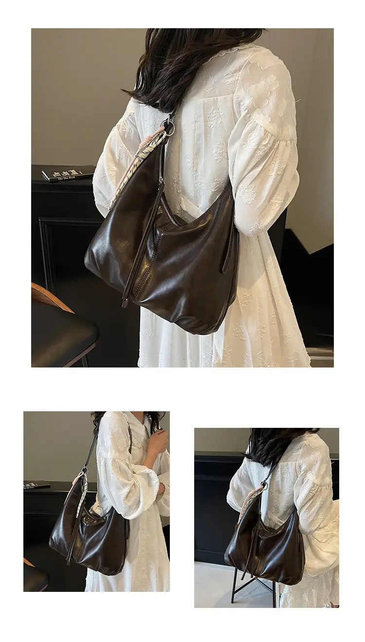 Women's Beige Leather Shoulder Bag with Adjustable Strap — feature 13