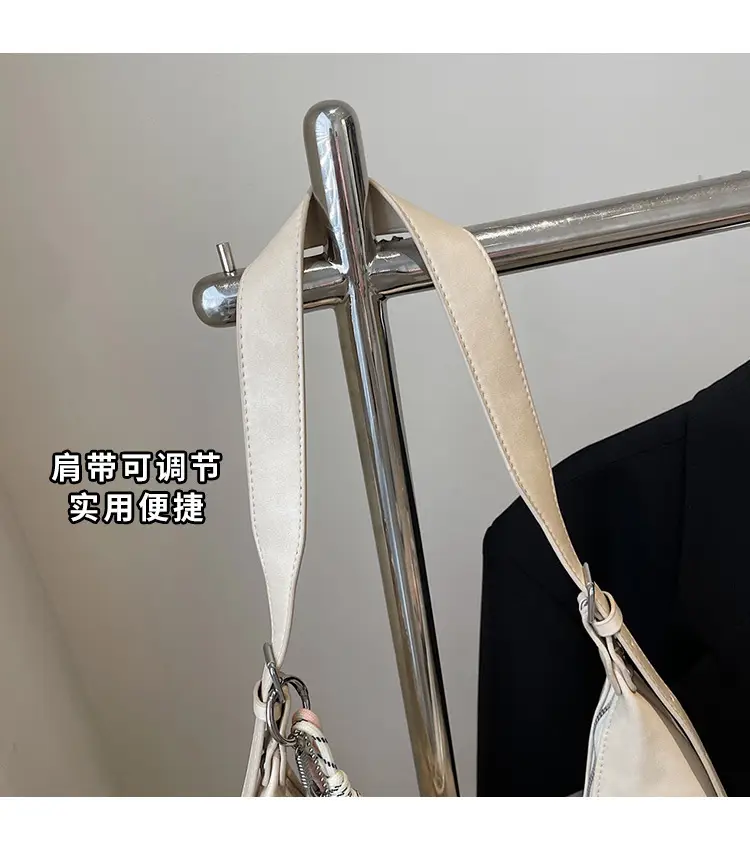 Women's Beige Leather Shoulder Bag with Adjustable Strap — feature 6