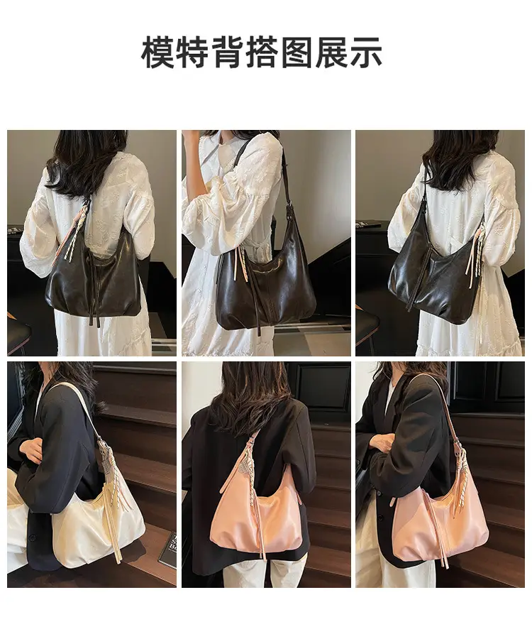 Women's Beige Leather Shoulder Bag with Adjustable Strap — feature 9