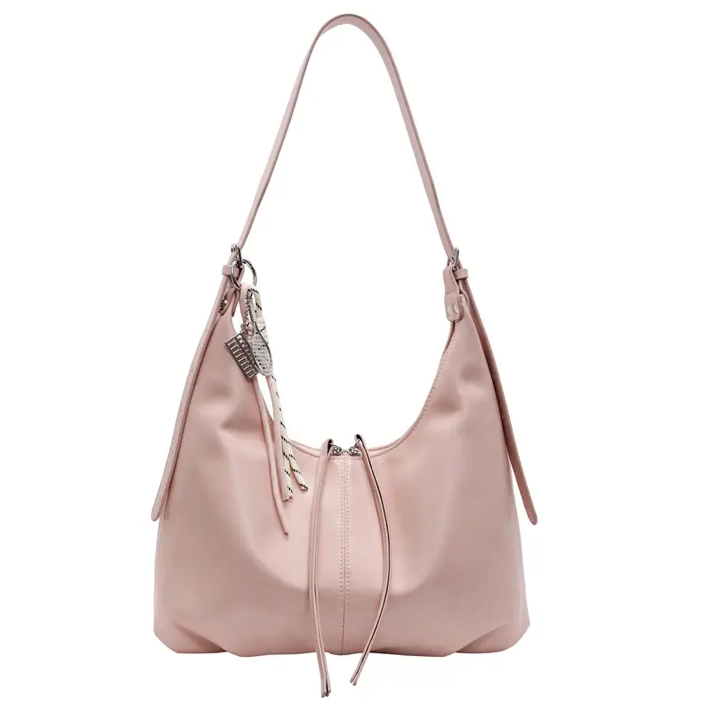 Women's Beige Leather Shoulder Bag with Adjustable Strap - Image 4