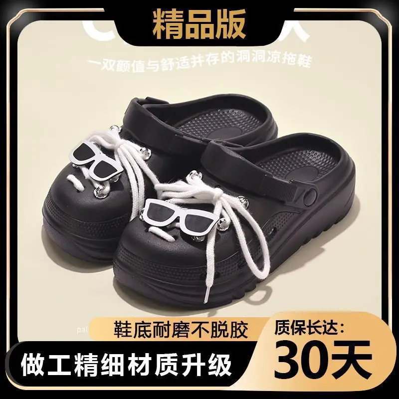 Niche Trendy Cool Sunglasses Strap Hole Shoes Women's Summer Non-slip Non-smelly All-match Eva Baotou Sandals for Men and Women - Image 3