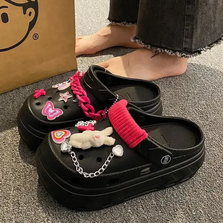 Black Cartoon EVA Sandals Women Summer 2024