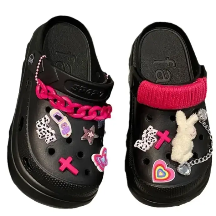 Black Cartoon EVA Sandals Women Summer 2024