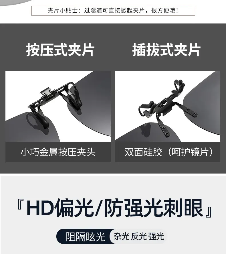 Anti-UV Flip-Up Sunglasses Clip Male Female Driving Night Vision — feature 3