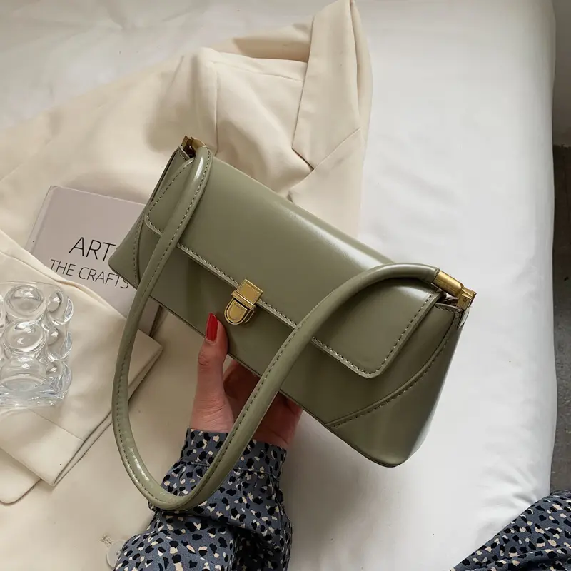 2025 Vintage French Shoulder Bag Beige White Gold Clasp - Image 8