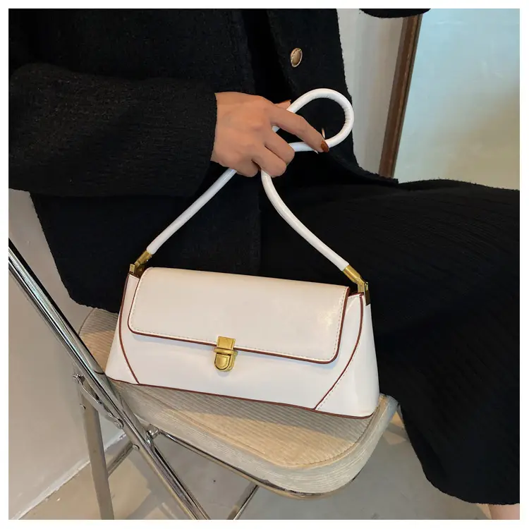 2025 Vintage French Shoulder Bag Beige White Gold Clasp — feature 16