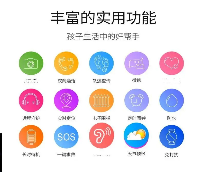 Pink Blue Kids Smart Watch with Water Resistant Band — feature 2