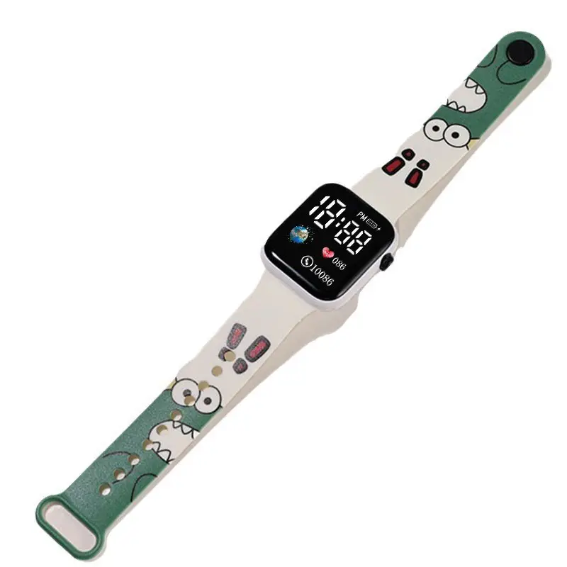 Kids Cartoon LED Watch Blue White Square Design - Image 21