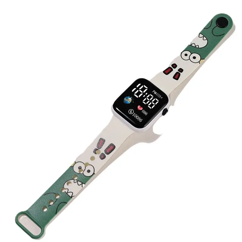 Kids Cartoon LED Watch Blue White Square Design - Image 24