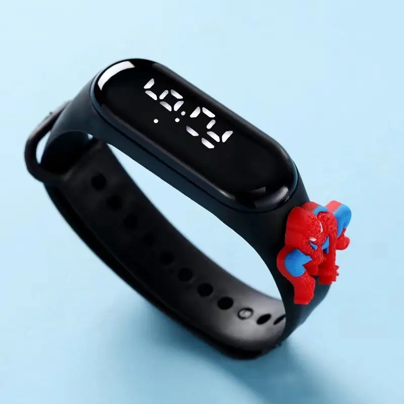 Kids Cartoon LED Watch Blue White Square Design — feature 3