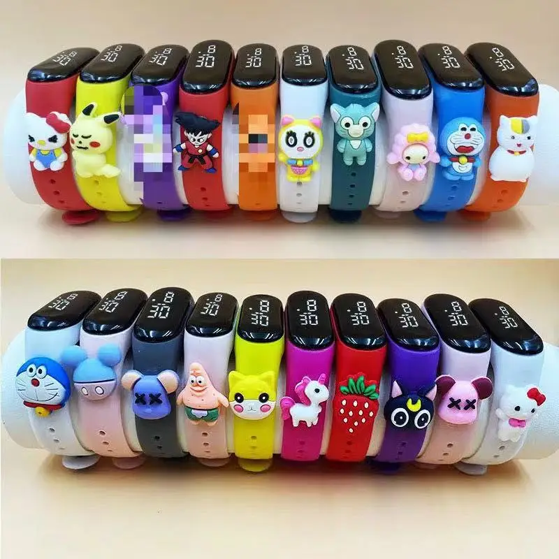 Kids Cartoon LED Watch Blue White Square Design — feature 4