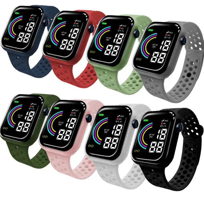 Kids Cartoon LED Watch Blue White Square Design — feature 6