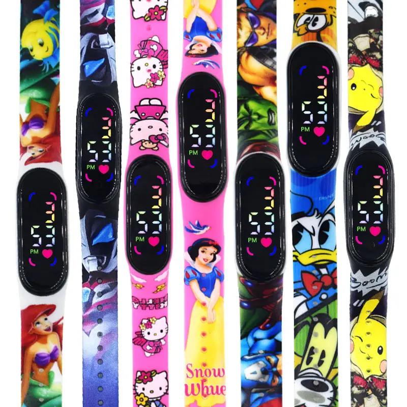 Kids Cartoon LED Watch Blue White Square Design — feature 7