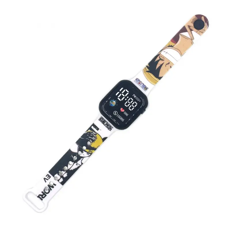 Kids Cartoon LED Watch Blue White Square Design - Image 10