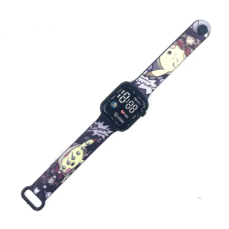 Kids Cartoon LED Watch Blue White Square Design - Image 12
