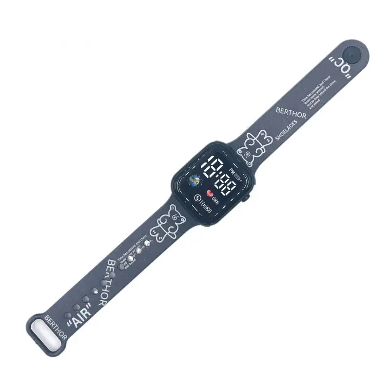 Kids Cartoon LED Watch Blue White Square Design - Image 13