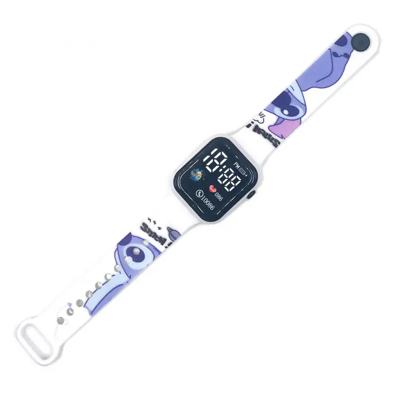 Kids Cartoon LED Watch Blue White Square Design - Image 16