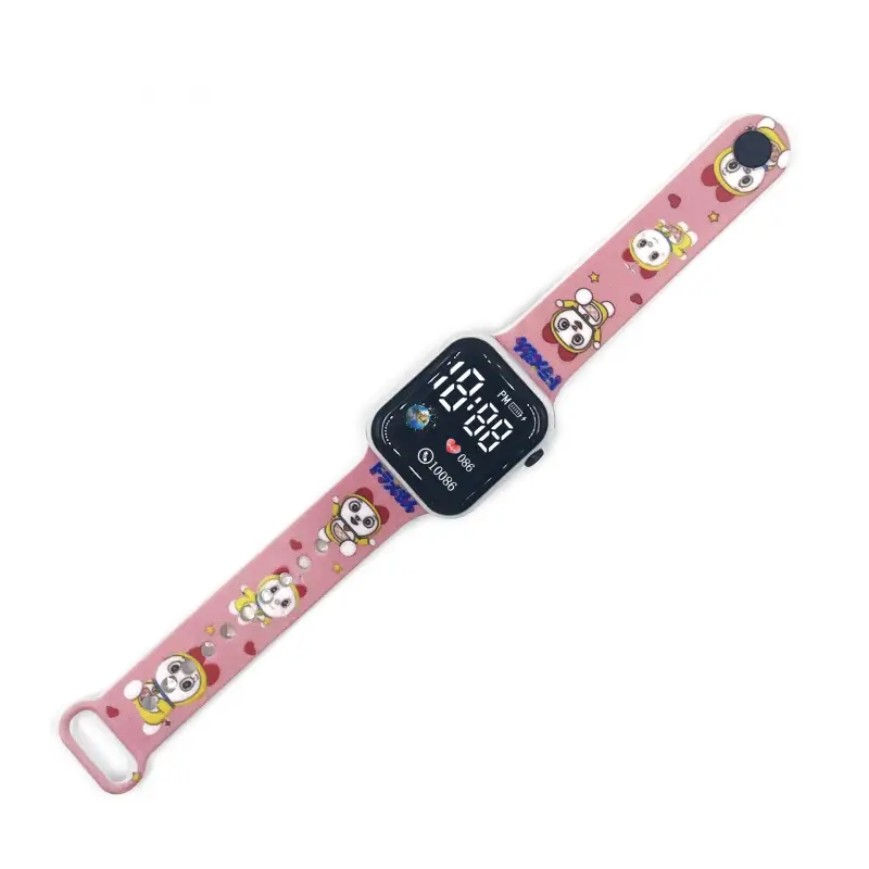 Kids Cartoon LED Watch Blue White Square Design - Image 19