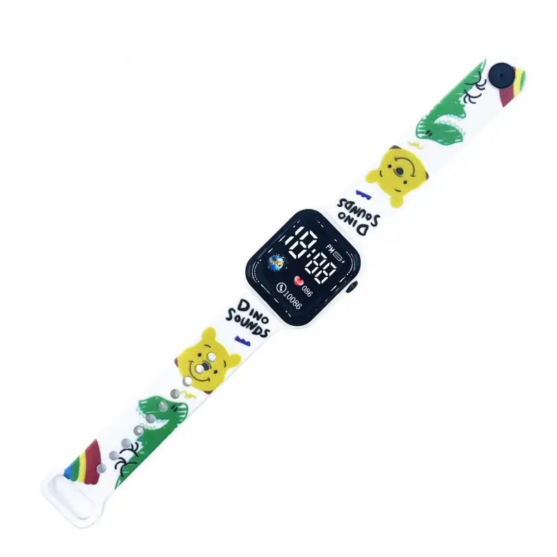 Kids Cartoon LED Watch Blue White Square Design - Image 4