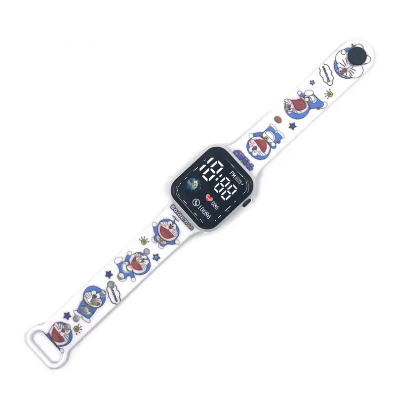Kids Cartoon LED Watch Blue White Square Design - Image 5