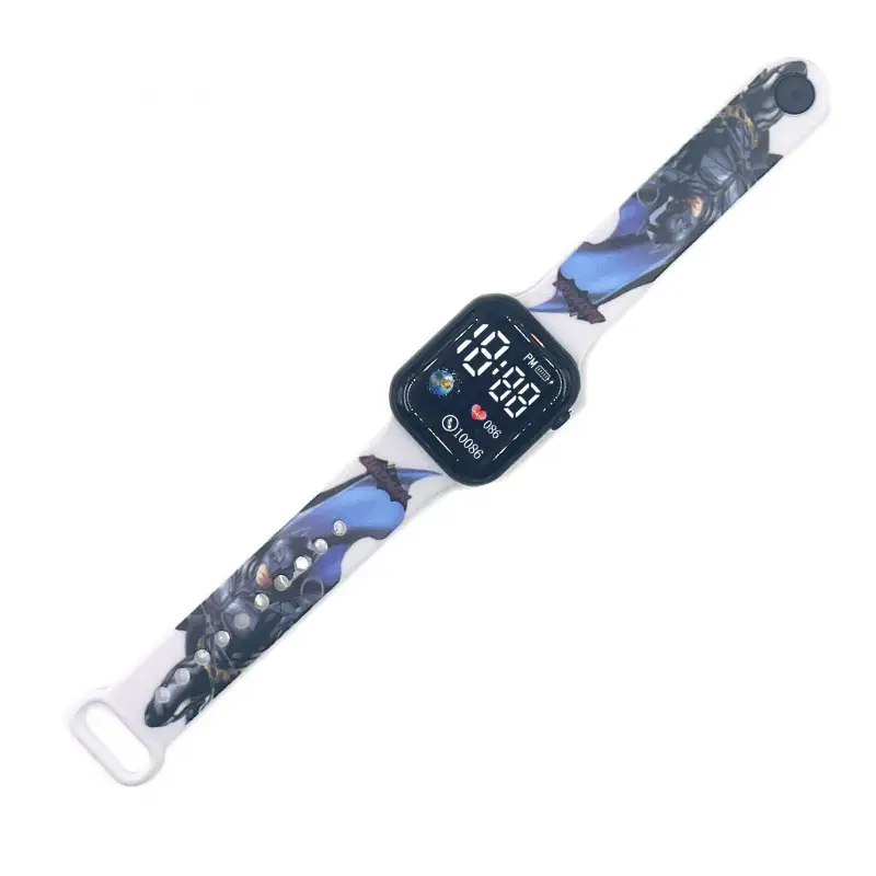 Kids Cartoon LED Watch Blue White Square Design - Image 7