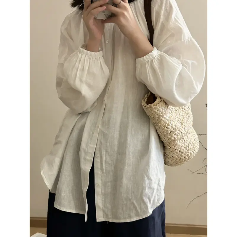 French Linen Lazy Shirt Women Spring 2025 - Image 2