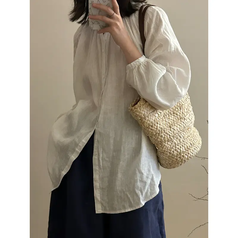French Linen Lazy Shirt Women Spring 2025 - Image 3