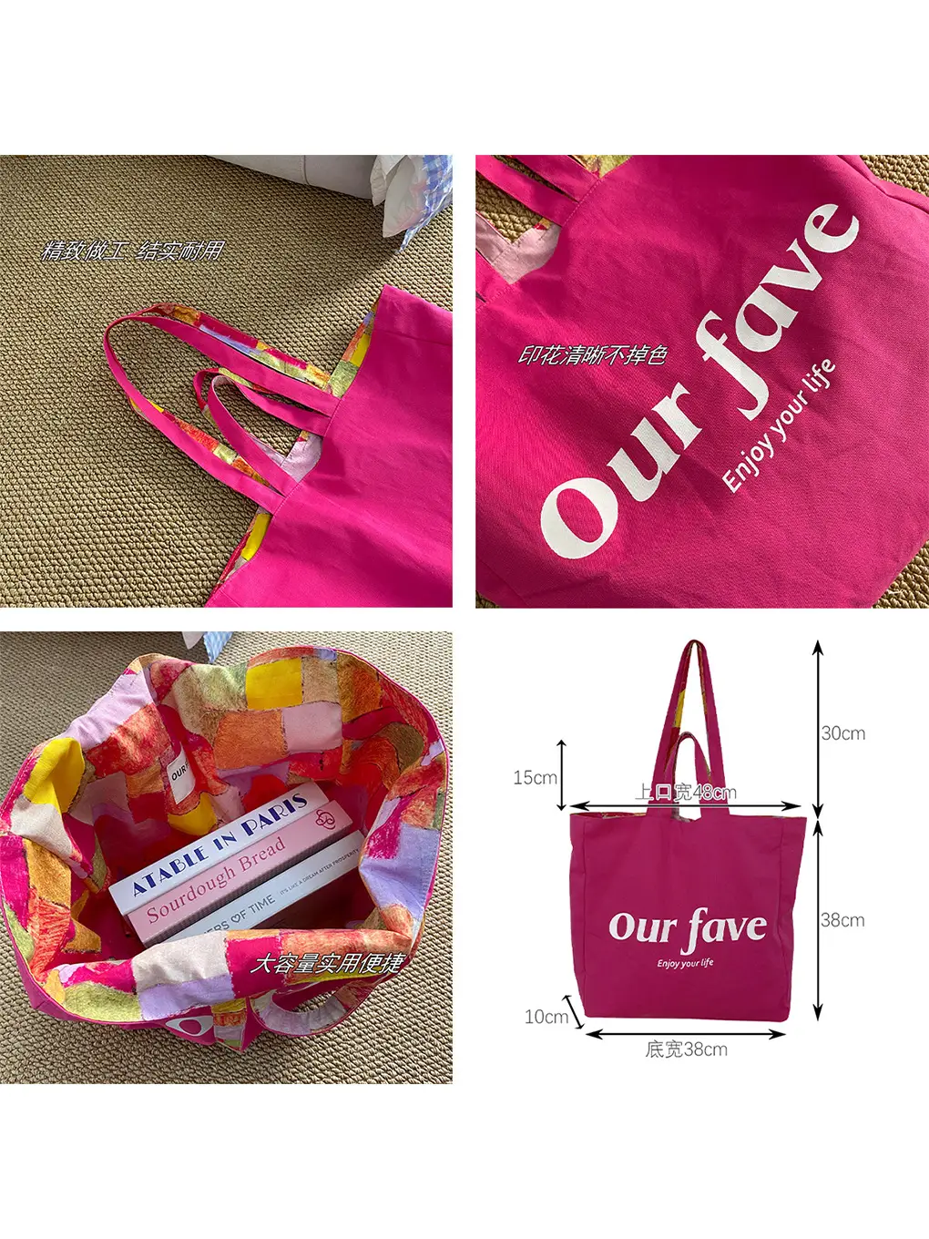 2025 Floral Canvas Commuter Bag Large Capacity Korean Style - Image 8