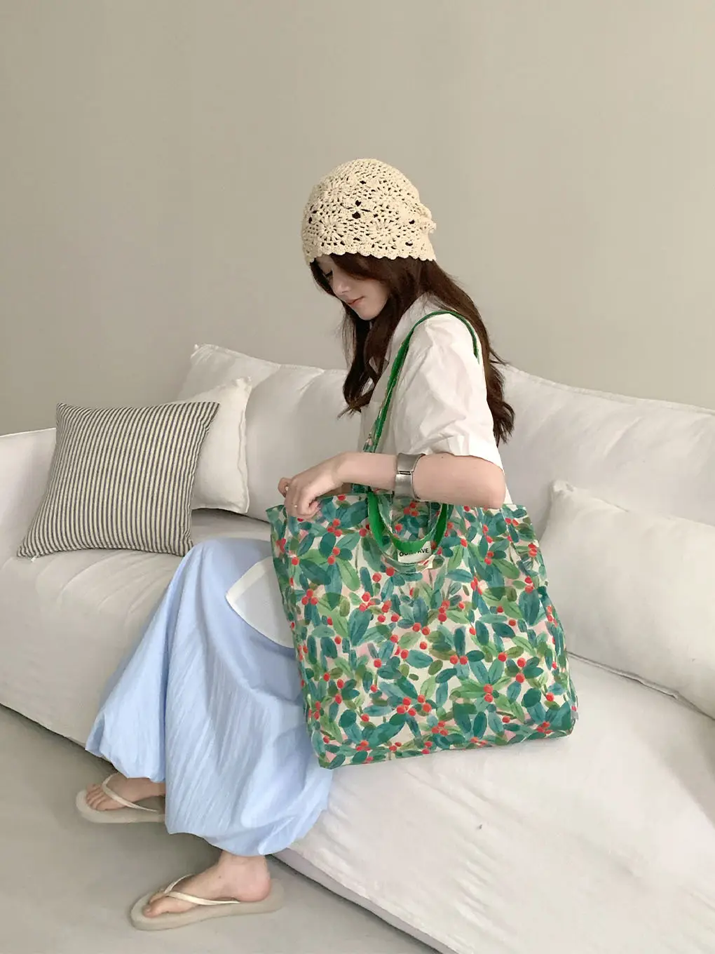 2025 Floral Canvas Commuter Bag Large Capacity Korean Style — feature 29