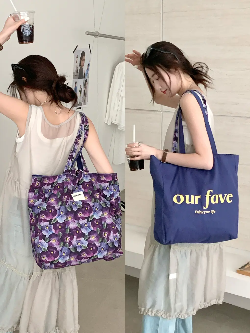2025 Floral Canvas Commuter Bag Large Capacity Korean Style - Image 4