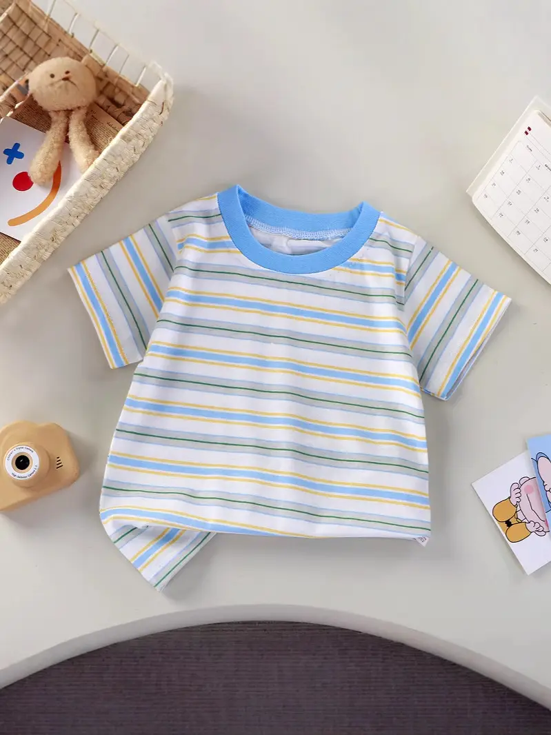 Baby T-Shirt White Yellow Cartoon Short Sleeve Cotton