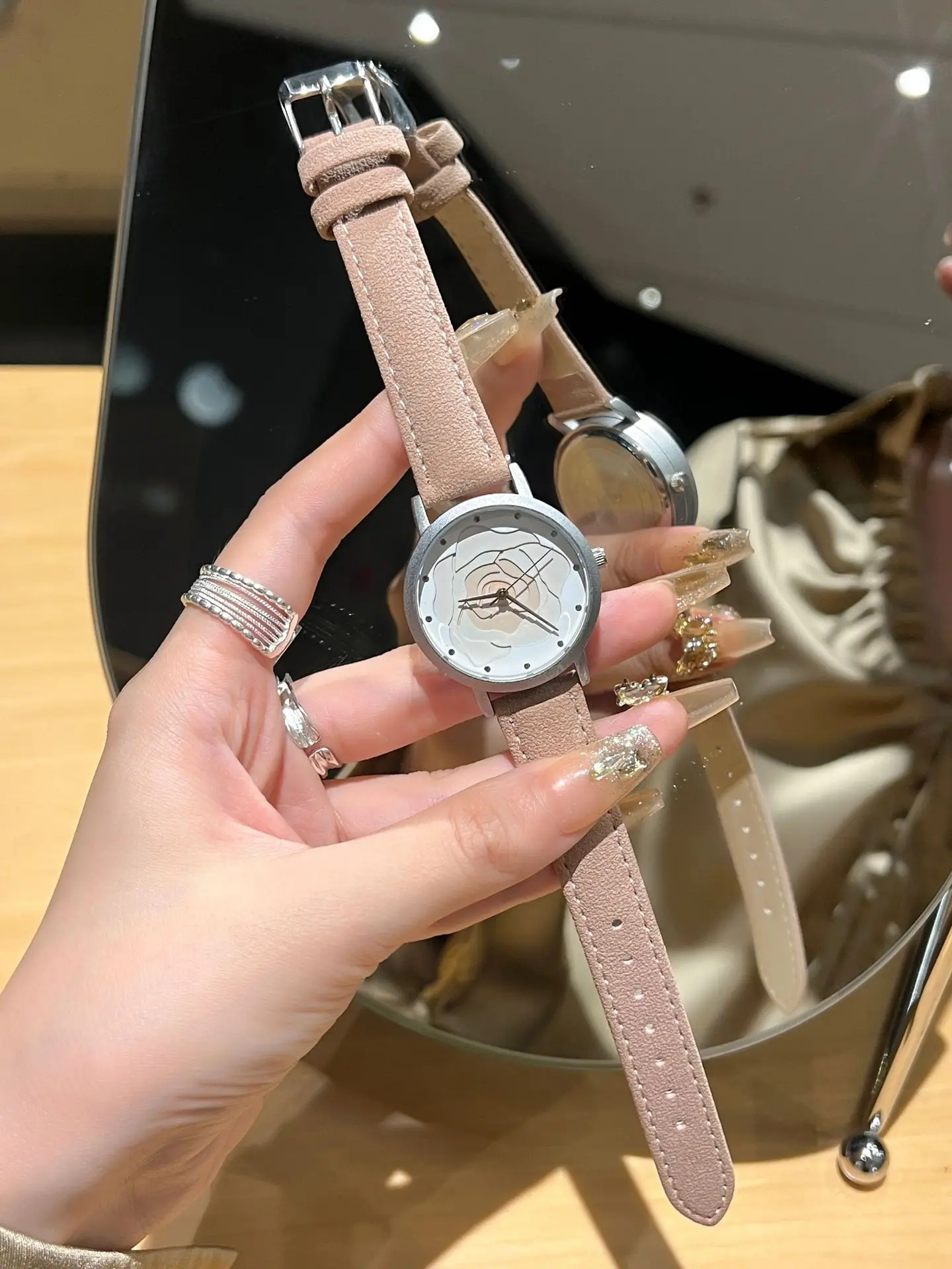 Women's Cross-Country Watch with White Leather Band & Heart Dial - Image 2