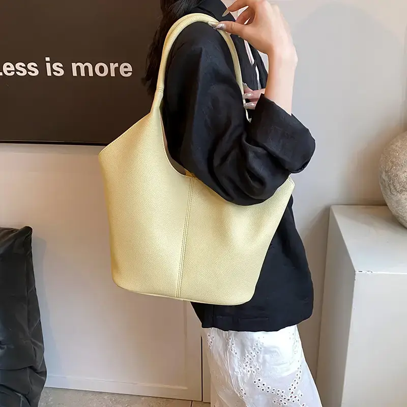 Women's Yellow Bucket Tote Bag Large Capacity - Image 7