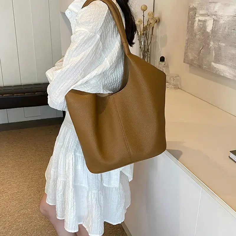 Women's Yellow Bucket Tote Bag Large Capacity - Image 9