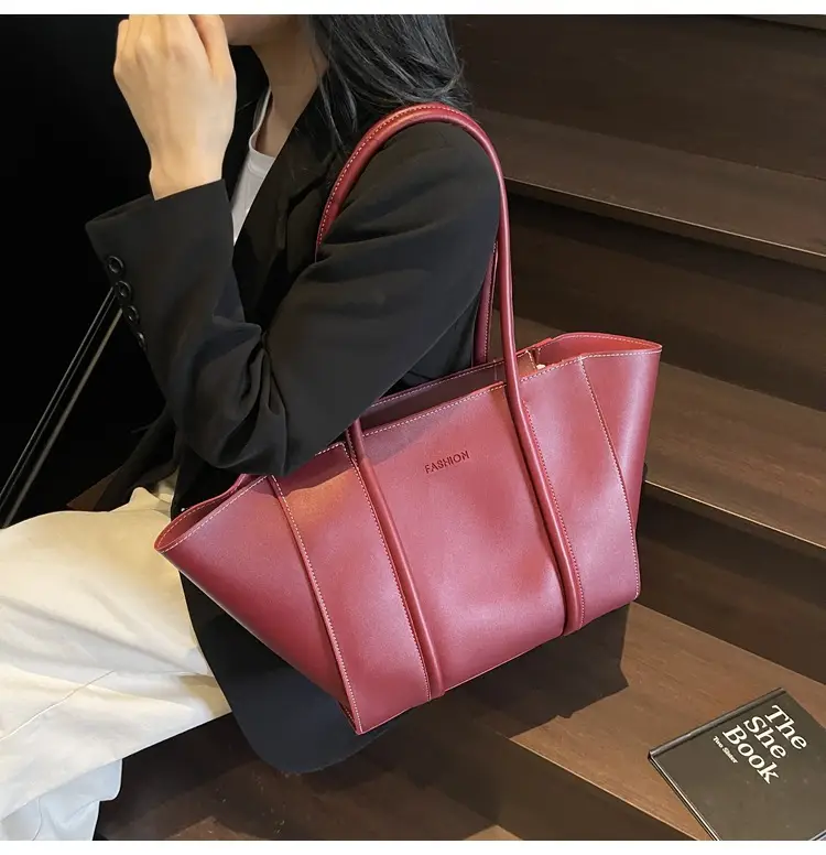 Women's Foldable Tote Bag Black Leather Large Capacity — feature 17