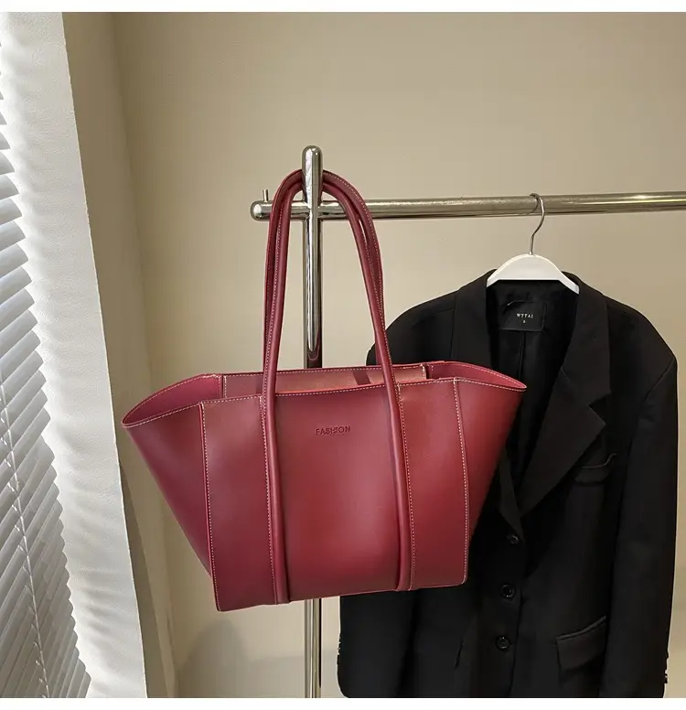 Women's Foldable Tote Bag Black Leather Large Capacity — feature 20