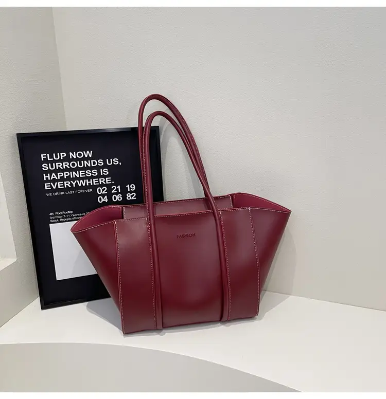 Women's Foldable Tote Bag Black Leather Large Capacity — feature 22