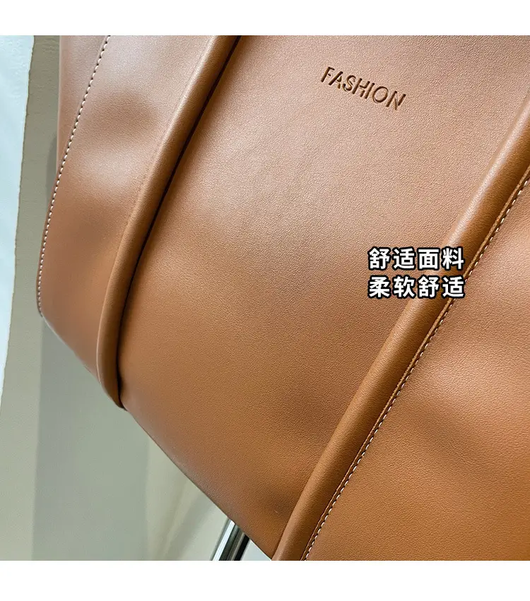 Women's Foldable Tote Bag Black Leather Large Capacity — feature 3
