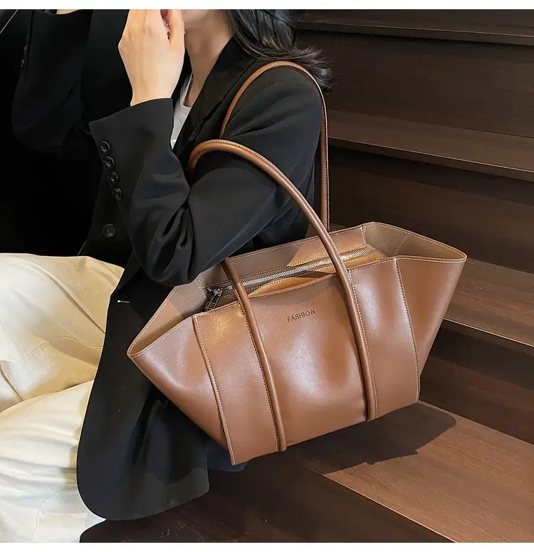 Women's Foldable Tote Bag Black Leather Large Capacity — feature 31