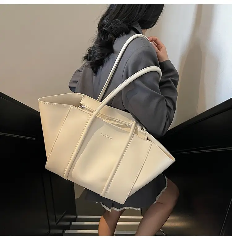 Women's Foldable Tote Bag Black Leather Large Capacity — feature 39