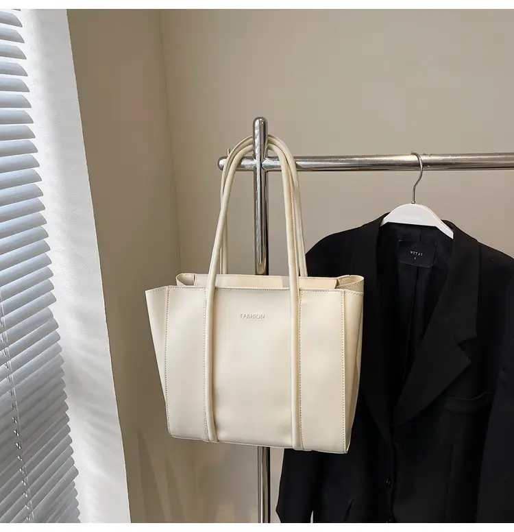Women's Foldable Tote Bag Black Leather Large Capacity — feature 41