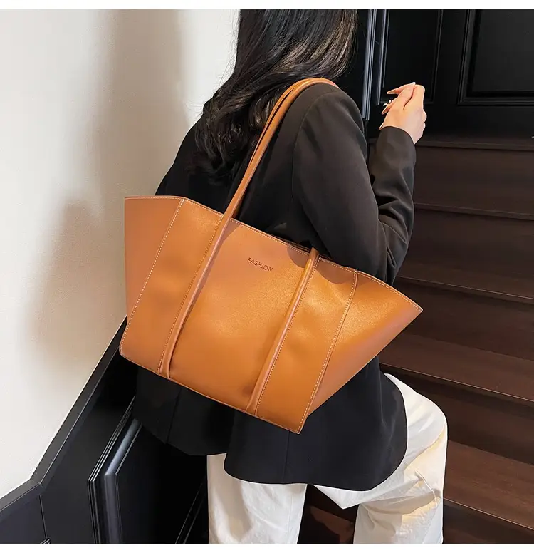Women's Foldable Tote Bag Black Leather Large Capacity — feature 42