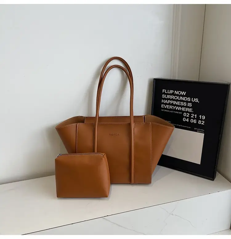 Women's Foldable Tote Bag Black Leather Large Capacity — feature 47