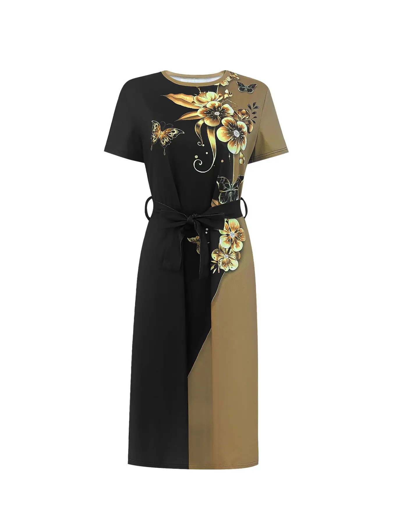 Women's Black Printed Belted Dress 2025 — feature 3