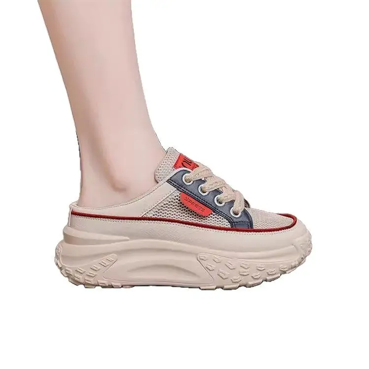 Women's Baotou Mesh Slippers White Red 2025 Summer - Image 8