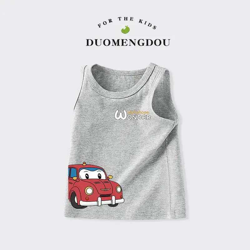 Children's Sleeveless T-Shirt Grey 1-5Yr Pure Cotton - Image 8