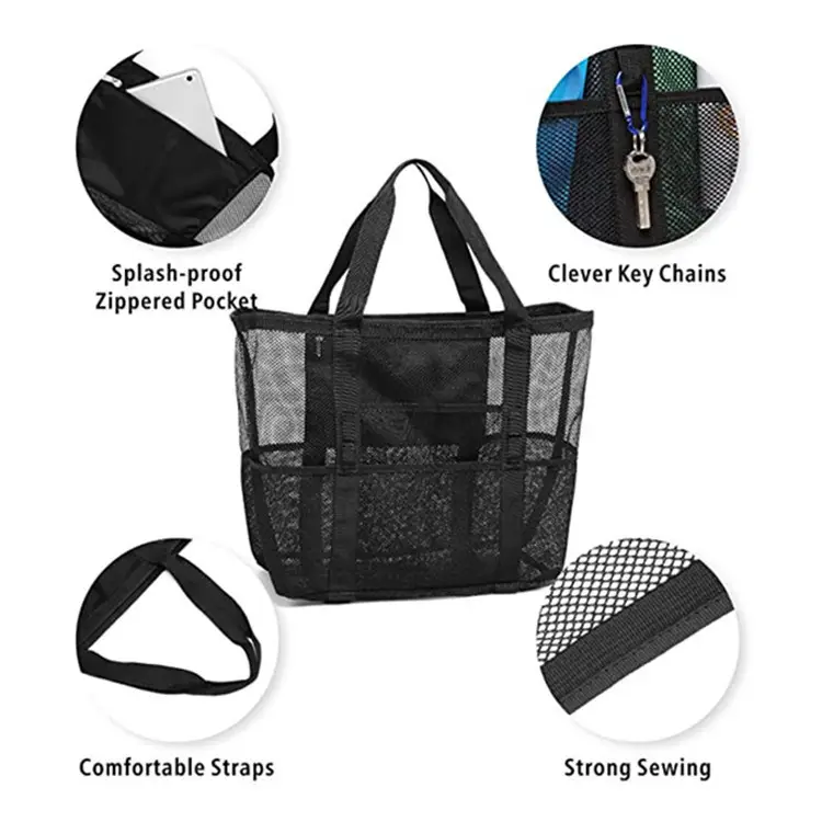Cross-Body Mesh Beach Bag Large Capacity Multi-Use Travel Bag - Image 29