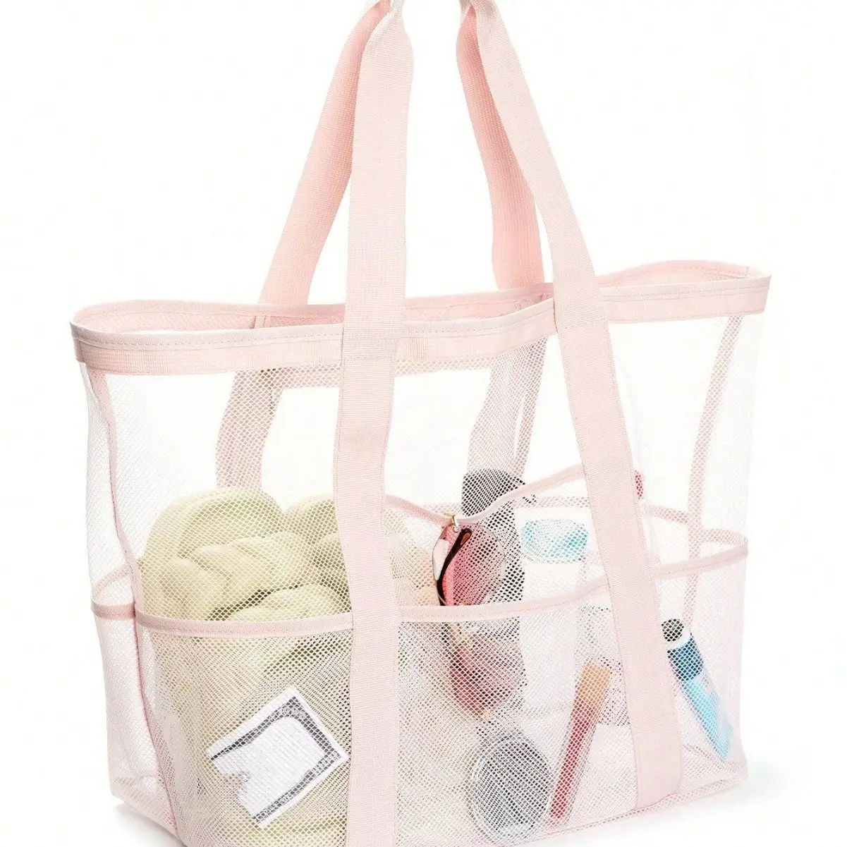 Cross-Body Mesh Beach Bag Large Capacity Multi-Use Travel Bag - Image 12
