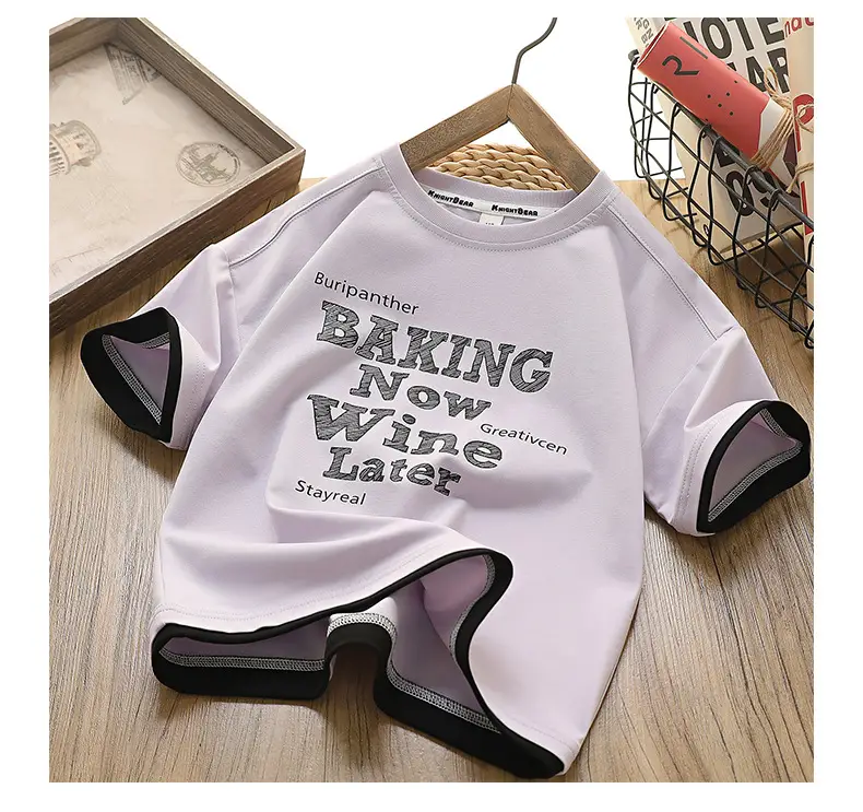 Kids White Baking Wine Latel T-Shirt Medium Large — feature 16
