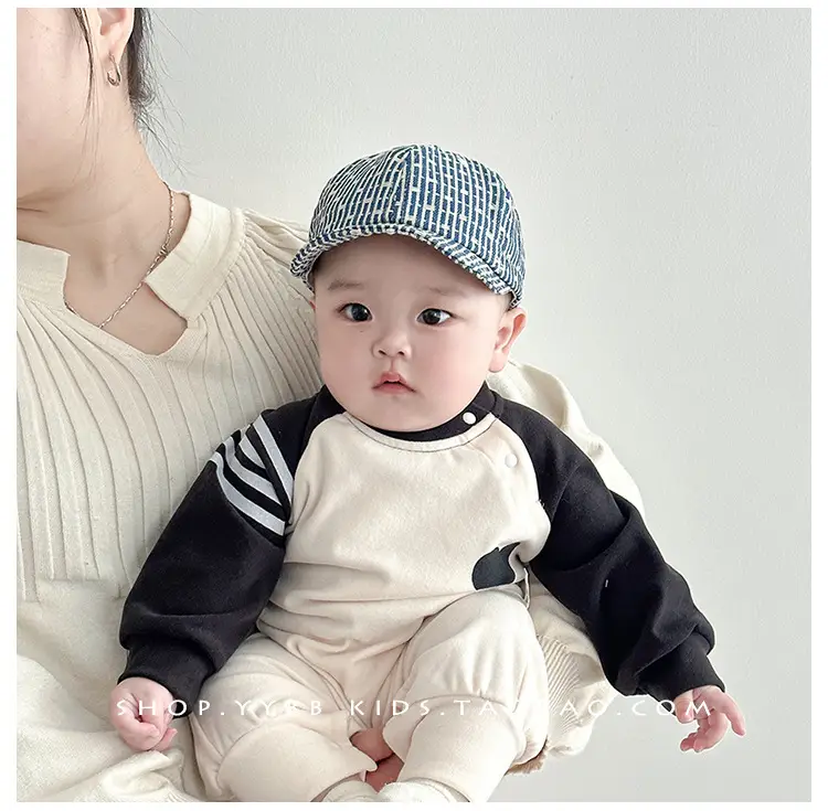 Korean Style Retro Striped Baby Cap for Boys Girls Spring Autumn Sunshade — feature 1